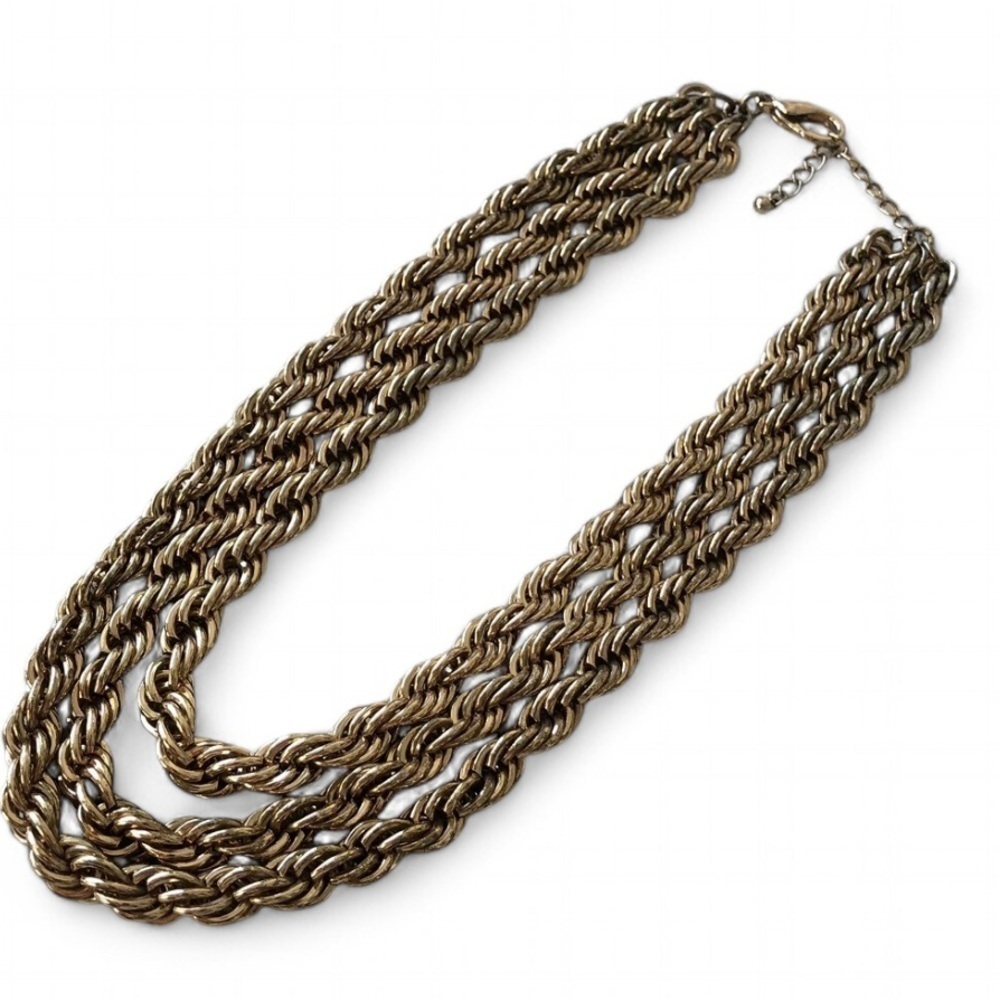 Faux Gold 3 Layer Robe Chain Modern Chunky Statement Necklace Minimalist